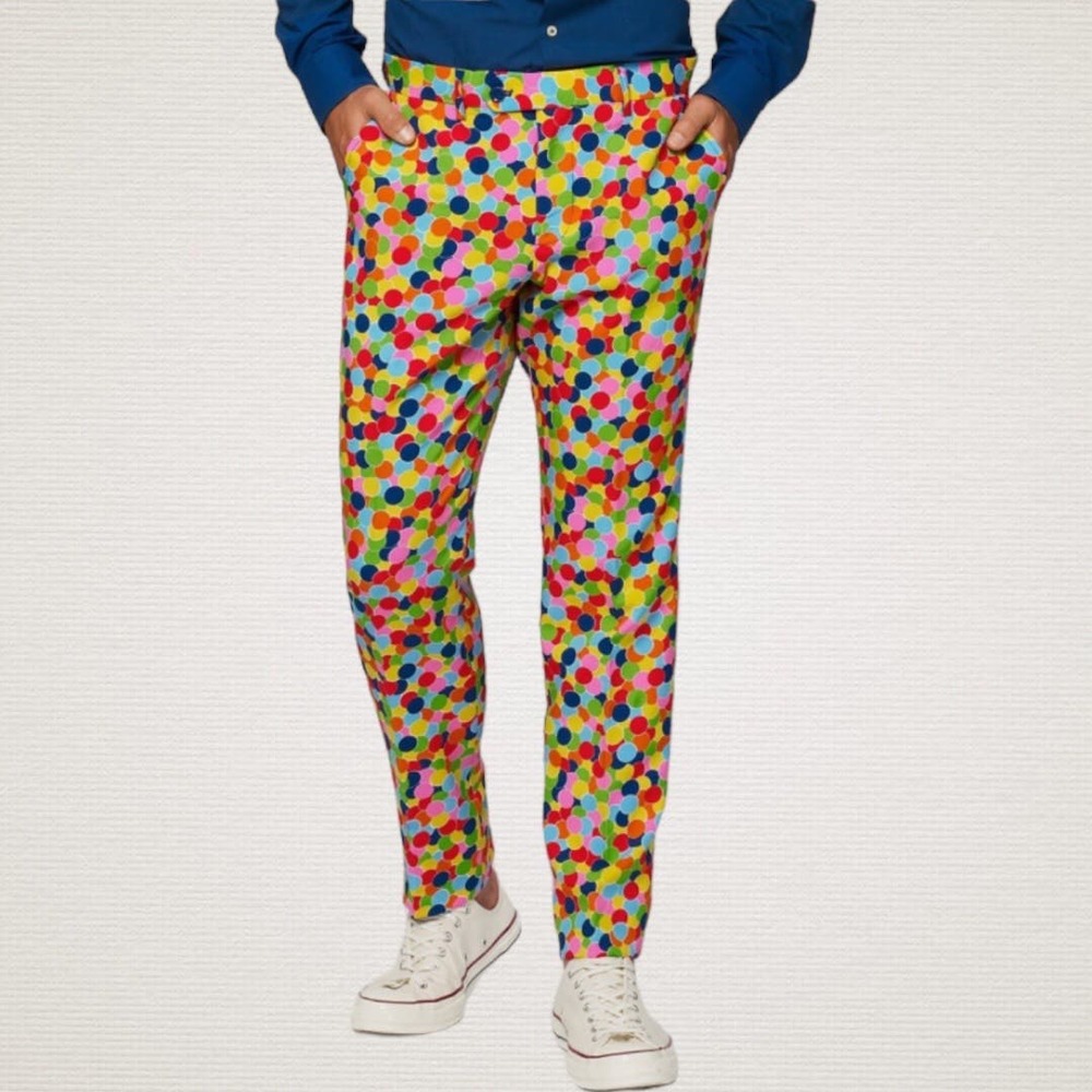 OppoSuits Confetteroni Slim-Fit Polka Dot Novelty Pattern Mens Pants Size US 46